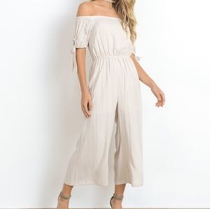Off The Shoulder Taupe Doe & Rae Jumpsuit sz small